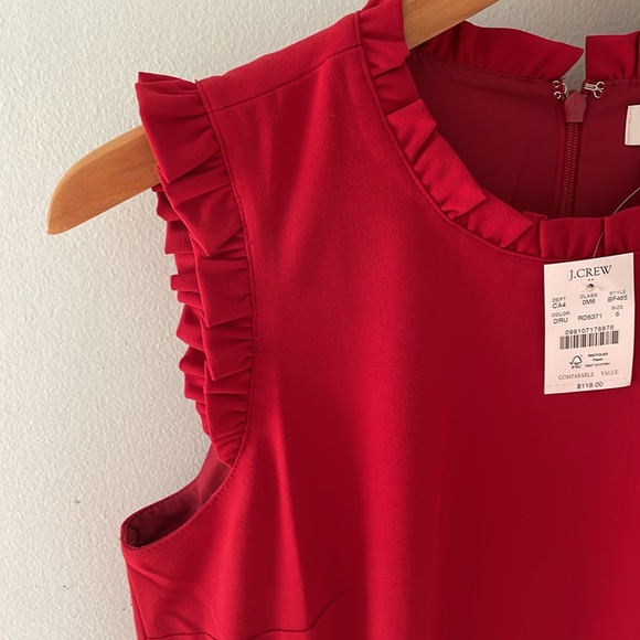 NWT J. Crew Red Ruffle Neck Suit Dress size 6 - Picture 3 of 6